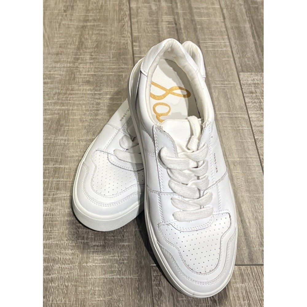 Sam Edelman NY Edie Ethyl White Leather Lace Up Sneaker Shoes 6.5US 36.5EU